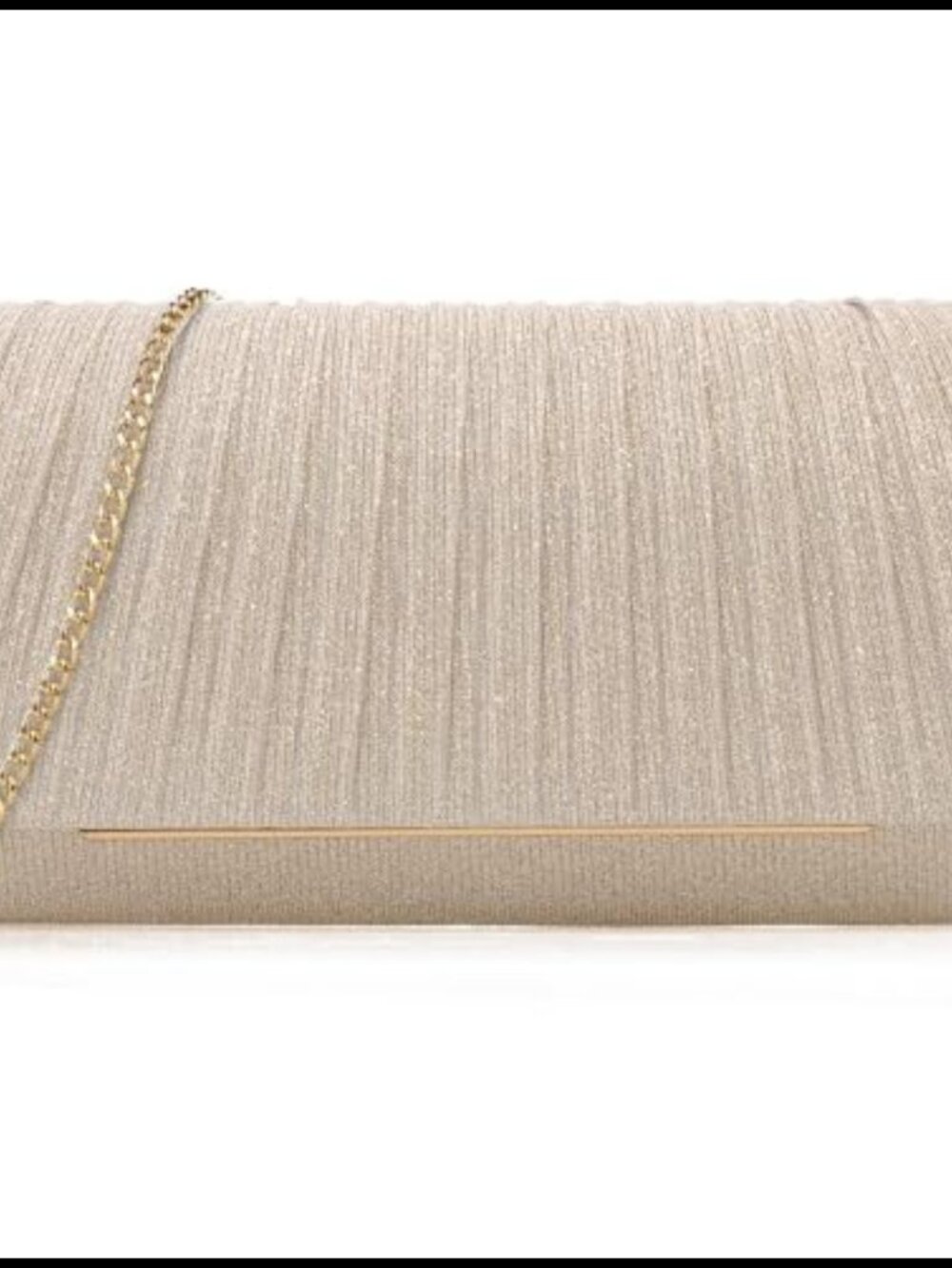 Sparkling Pleated Evening Clutch Glitter Handbag Detachable Strap